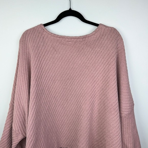 Free People Pink I Can’t Wait Cropped Cuff Oversized Sweater Rose Pink Women's L - Picture 10 of 15
